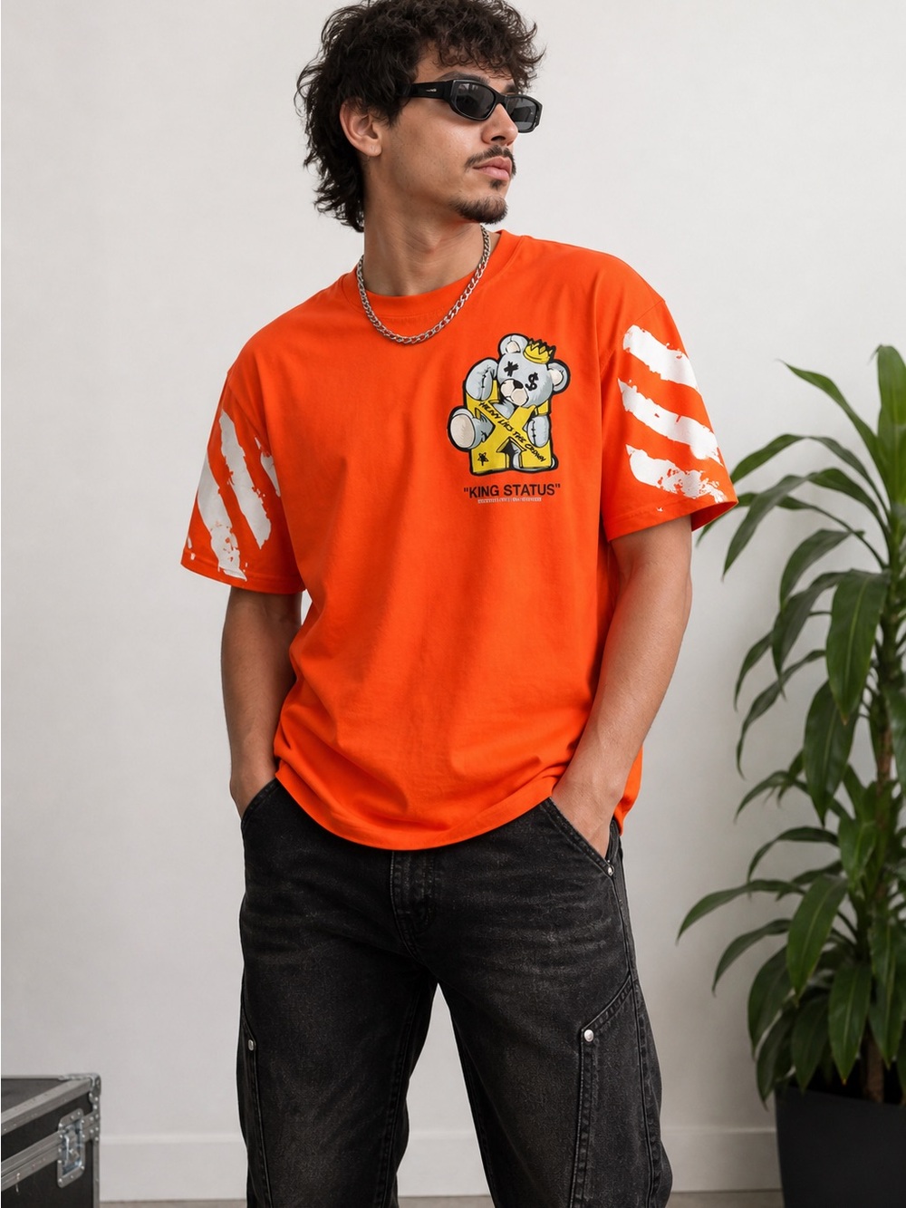 RGSTR Orange King Status Bear Graphic Tee Streetwear Men’s 3XL